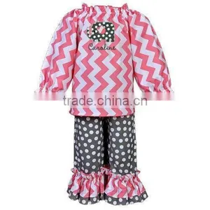 Newborn Chevron Ruffle Baby Boutique Wholesale Romper thumbnail-3
