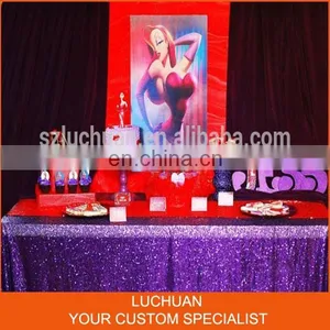 Latest Product Purple Shiny Sequin Cheap Wedding Table Overlay thumbnail-3