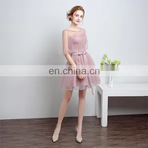 HS1612 Knee Length Short Cheap Wedding Bridesmaid Dress 2016 Custom Made 100% Real Images thumbnail-4