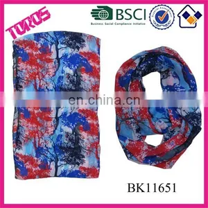 Latest Nice Pattern Plain Collar Muffler Chiffon Scarf Loop Scarf Snood thumbnail-1