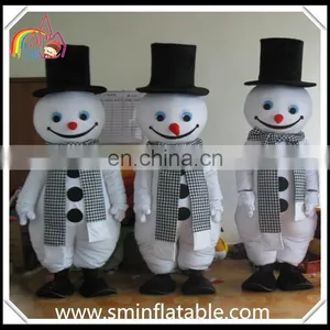 Lovely Snowman Mascot Costume, Three Person Snowman Fur Costume for Adult thumbnail-1