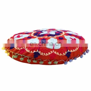 Indian Fabric Cotton Cushion Cover Design Ethnic Black Suzani Embroidered Art thumbnail-2