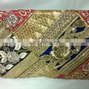 2015 New Valentines Womens Ladies Vintage Banjara Colorful Hand Zari Embroidered Unique Patch Handbag Clutch Tote Purse Pouch thumbnail-4