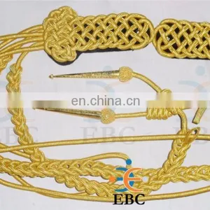 Military Aiguillette, Gold Wire Military Double Tip Uniform Aiguillette, Navy Aiguillette Lanyard, Shoulder Cord thumbnail-3