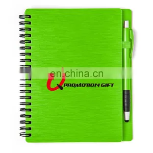 Mercury Spiral Round 70sheets Lined Notebook Set With Stylus Ball Pen and Solid Metallic Textured Cover thumbnail-2