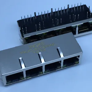 J8064D648A YKJD-801489NL 4 Port 100 Base-TX Tab Down Through Hole RJ45 Pcb Mount thumbnail-1
