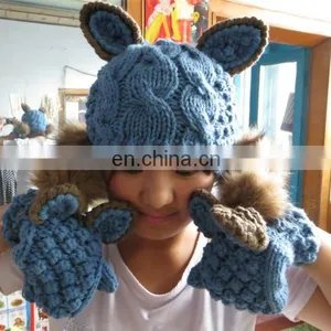2013new Fashion Woolen Yarn Hat for Ladies With Gloves thumbnail-1