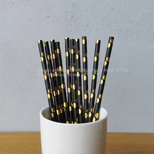 Gold Big Polka Dot Drinking Paper Straws thumbnail-1