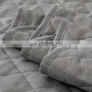 Plain Dyed Twin Queen King Size 3 Pcs 100% Polyester Home Bedding Ultrasonic Quilt Bedspread Set thumbnail-4