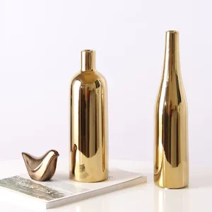 Luxurious Nordic Ins Style Electroplate Gild Gold Hand Made Ceramic Vase For Showroom thumbnail-2