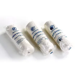 White Color Crepe PBT Finished Edge Self Adhesive Cohesive Crepe Elastic Bandage thumbnail-1