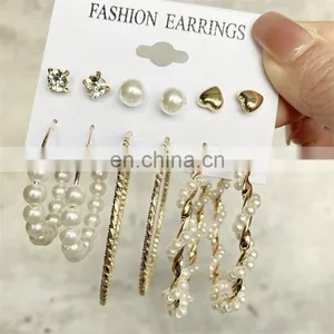 Earrings Suit 6 Pieces Of Pearl Drip Oil Christmas Element Tassel Combination Christmas Big Chandelier Earrings thumbnail-4