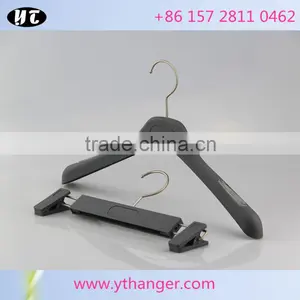Grey Plastic Hanger With Rubber Coated and Pants Hanger With Plastic Clips thumbnail-1