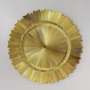 13 Inches Gold Charger Plates Plastic Modern Charger Plates for Wedding Event Decoration thumbnail-1