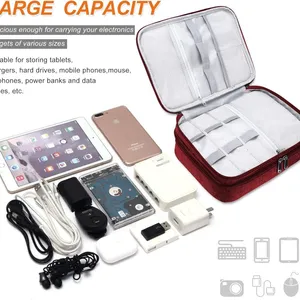 Electronic Bag Travel Cable Accessories Bag Waterproof Double Layer Electronics Organizer Portable Storage Case thumbnail-3