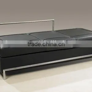 Replica European Famous Design Stainless Steel Comfortable Italian Genuine Leather Black Color Eileen Gray Daybed thumbnail-1