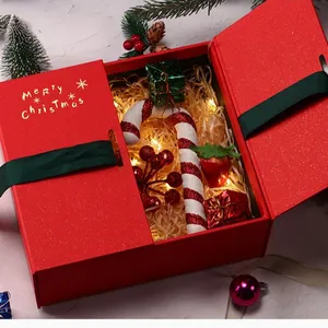 Ribbon High-end Christmas Gift Box Factory Can Customize Size Carton Red Black Ribbon thumbnail-1