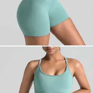 Wholesale Workout Sports Bodysuits&Jumpsuits Rompers Backless Gym Fitness Jumpsuits One Piece Yoga Jumpsuit for Women thumbnail-4