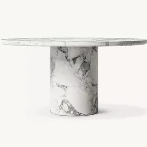 Marble Stone Round Dining Table Modern Style Factory Direct Supply for Home and Villa thumbnail-2