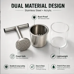 Factory‑direct Acrylic Visible Manual Presser, Stainless‑Steel Press Rod, Homemade Fruit Wine, Grape & Pomegranate Juicing Equipment thumbnail-4