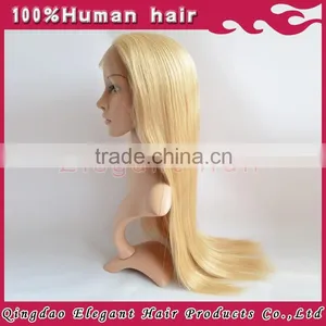 2015 Qingdao New High Quality Human Hair Lace Wigs Blonde thumbnail-5