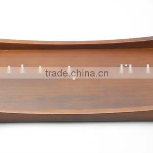 International Quality Serving Tray With Wooden | Stainless Steel Serving Tray With Wooden Base thumbnail-1