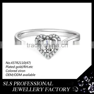 Prong Setting Heart Shape Silver Diamond Wedding Ring Fashion Ring With Big Stone thumbnail-5
