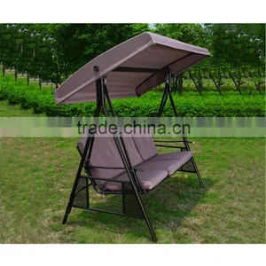 3-seat Garden Patio Shade Swing Hanging Chair Outdoor Canopy Swing Chair thumbnail-3