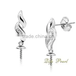 2015 Lattest Pearl Earring Fitting With Diamonds thumbnail-1