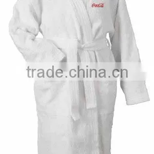 White Color Bathrobe With Embroidery Logo thumbnail-1