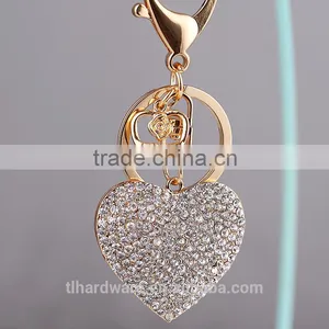 Creative Rhinestone Heart Keychain Charm Women Handbag CZ Diamond Keyring Crystal Lover Key Holder Bag Accessory Valentine Gift thumbnail-4