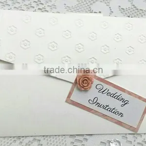 Elegant Floral Embossed Pocket Fold White Wedding Invitations With Invitation Pad for Wedding thumbnail-1