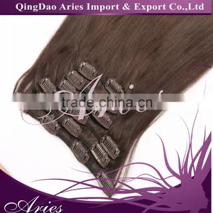 Remy (Remi) Human Hair Clip in Extensions Brown thumbnail-3