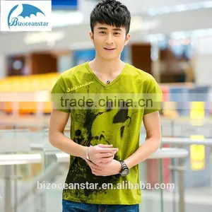 New Men's Short Sleeve T-shirt Men's V-neck Chinese Wind Printing Men's T-shirt thumbnail-1