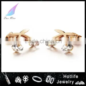 Hot Sale Popular Design Stainless Steel Zircon Earring for Girls thumbnail-1