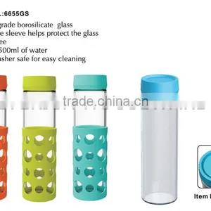 Double Layer Bicycle Glass Water Bottle With Silicone Sleeve thumbnail-3