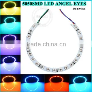 RGB Color 104mm DC12V Black PCB Semi Circle 5050 Smd Angel Eyes Auto Parts German Cars thumbnail-6