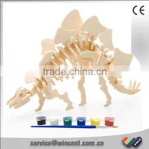 Dinasour Series Stegosaurs 3D Wood Assembling Puzzle Game For Children thumbnail-1