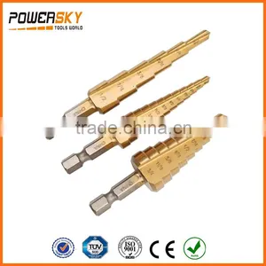 Spiral Flute Fully Ground M35 /M2 Tin-coating HSS Step Drill in Clamshell thumbnail-1
