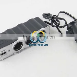 Plug In Car 1 TO 3 Cigarette Lighter Multiplier With USB Charger thumbnail-1