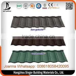 Zinc Supplier Green Unfade Durability Stone Coated Metal Roof Tile in Zhejiang thumbnail-2