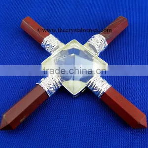 Red Jasper & Crystal Quartz Pyramid Energy Generator thumbnail-1