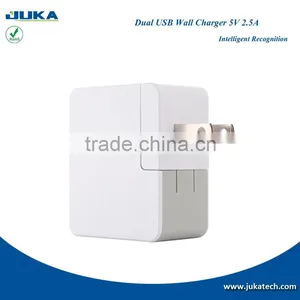 Dual-Port USB Travel Wall Charger 5V 2.4A for IPhone IPad IPod, Samsung Galaxy, Cell Phones, Tablets thumbnail-3