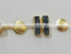 Citrine & Dark Green Kyanite Rough Bracelet, Vermeil 925 Sterling Silver Bracelet, Designer Gold Plated Jewelry thumbnail-1