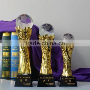 New Design Gold Color Crystal Soccer Sports Trophy Football Award thumbnail-1