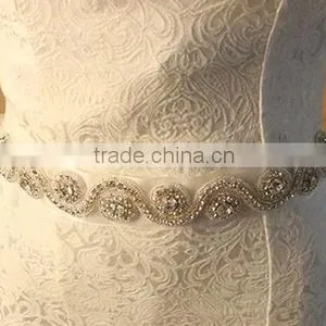 Wholesale Diy Bridal Sash and Belt Rhinestone Trim Applique Patch Silver WA016 thumbnail-4