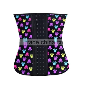 2015 Best Sell Skull Pattern 9 Steel Bones Latex Waist Trainer thumbnail-6