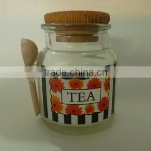 Glass Tea Bottle With Wooden Lid thumbnail-1