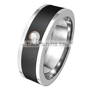 Men's Tungsten CZ Bands With Mirror Polished Tungsten Stripe Jewelry Ring thumbnail-3