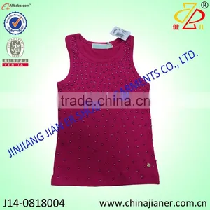 New Design Rose Color Sleeveless Wholesale OEM Girls t Shirt thumbnail-1